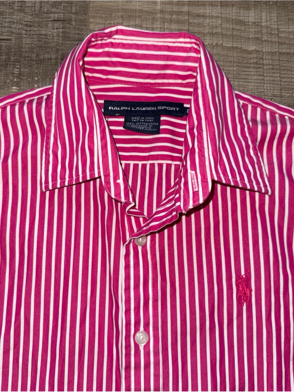 Ralph Lauren Pink Striped Cotton Button-Down Shirt womens 6 - Picture 2 of 8